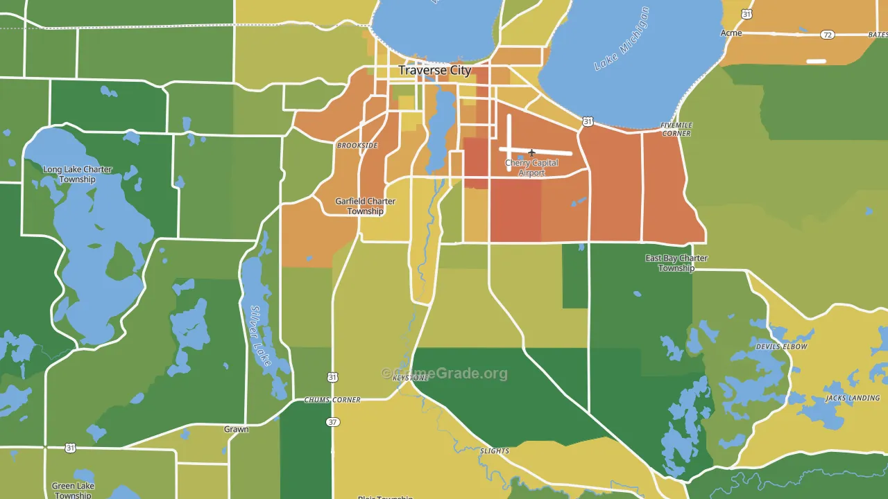 Grand Traverse County, MI Map of Drug-Related Crime Rates