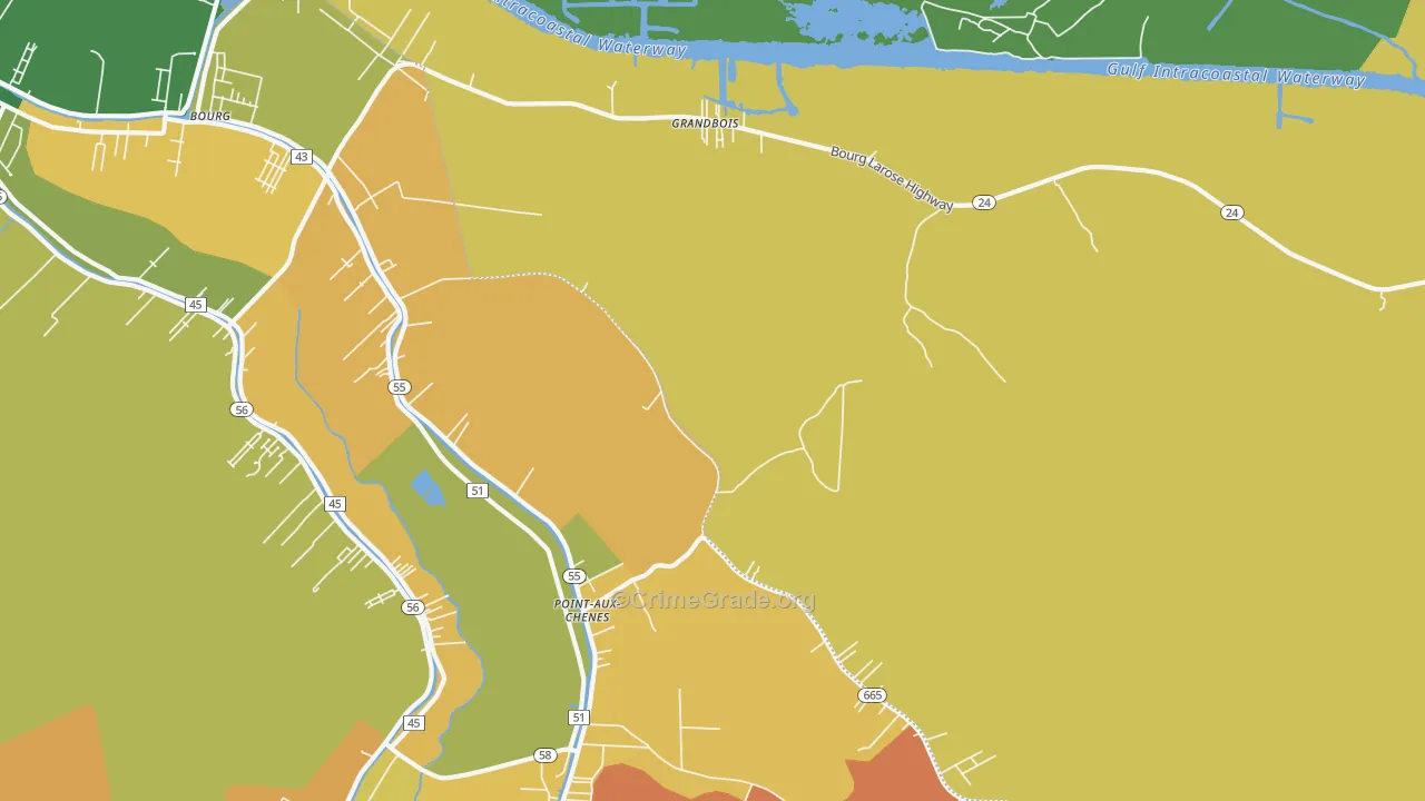 Grandbois, LA Map of Drug-Related Crime Rates