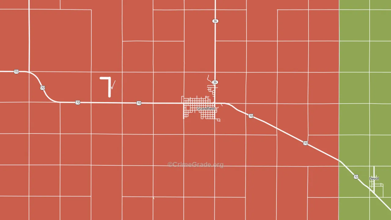 Grandfield, OK Map of Drug-Related Crime Rates