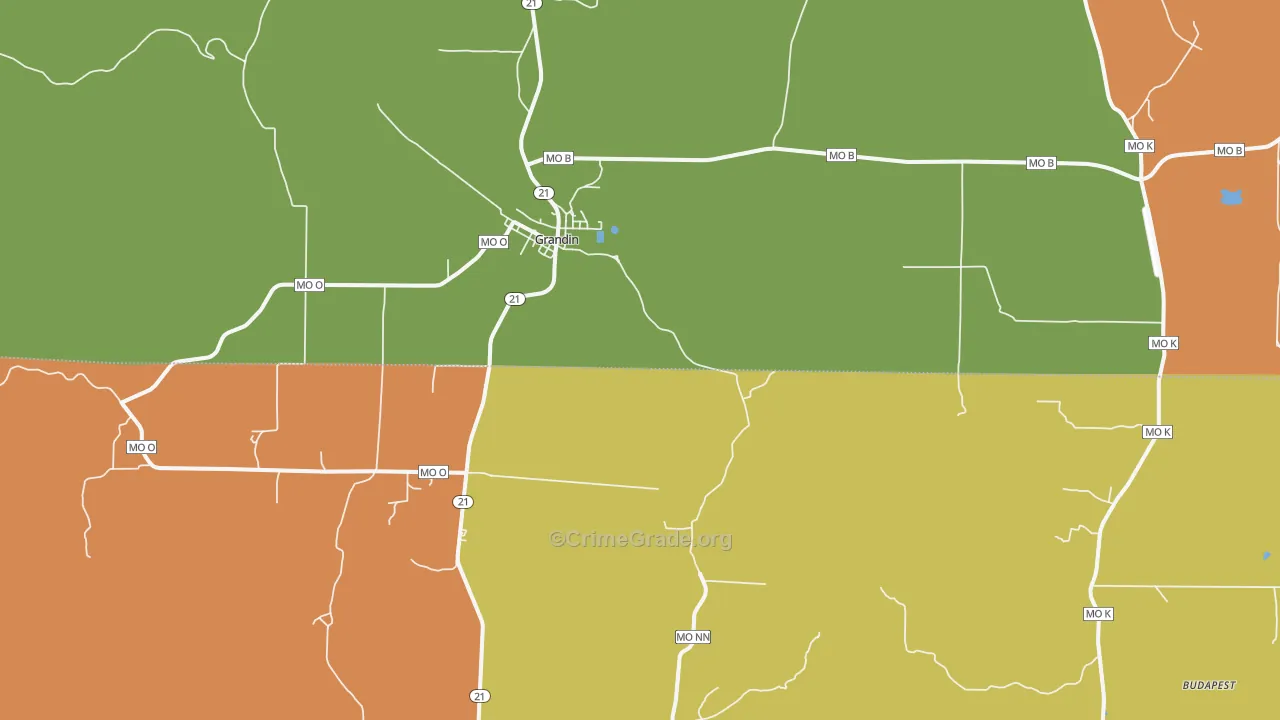 Grandin, MO Map of Drug-Related Crime Rates