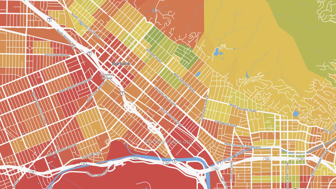 Grandview, Glendale, CA Map of Drug-Related Crime Rates
