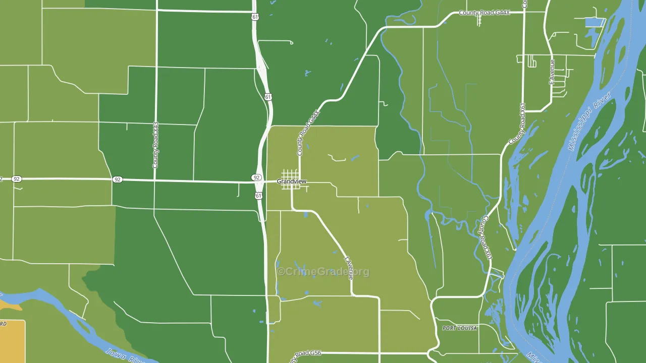 Grandview, IA Map of Drug-Related Crime Rates