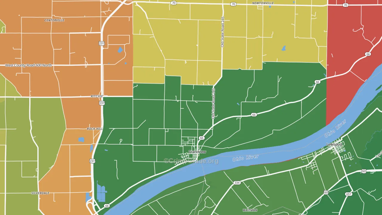 Grandview, IN Map of Drug-Related Crime Rates