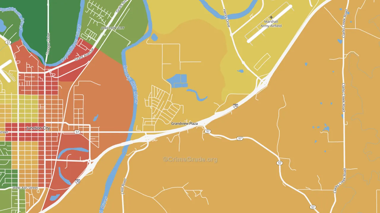 Grandview Plaza, KS Map of Drug-Related Crime Rates