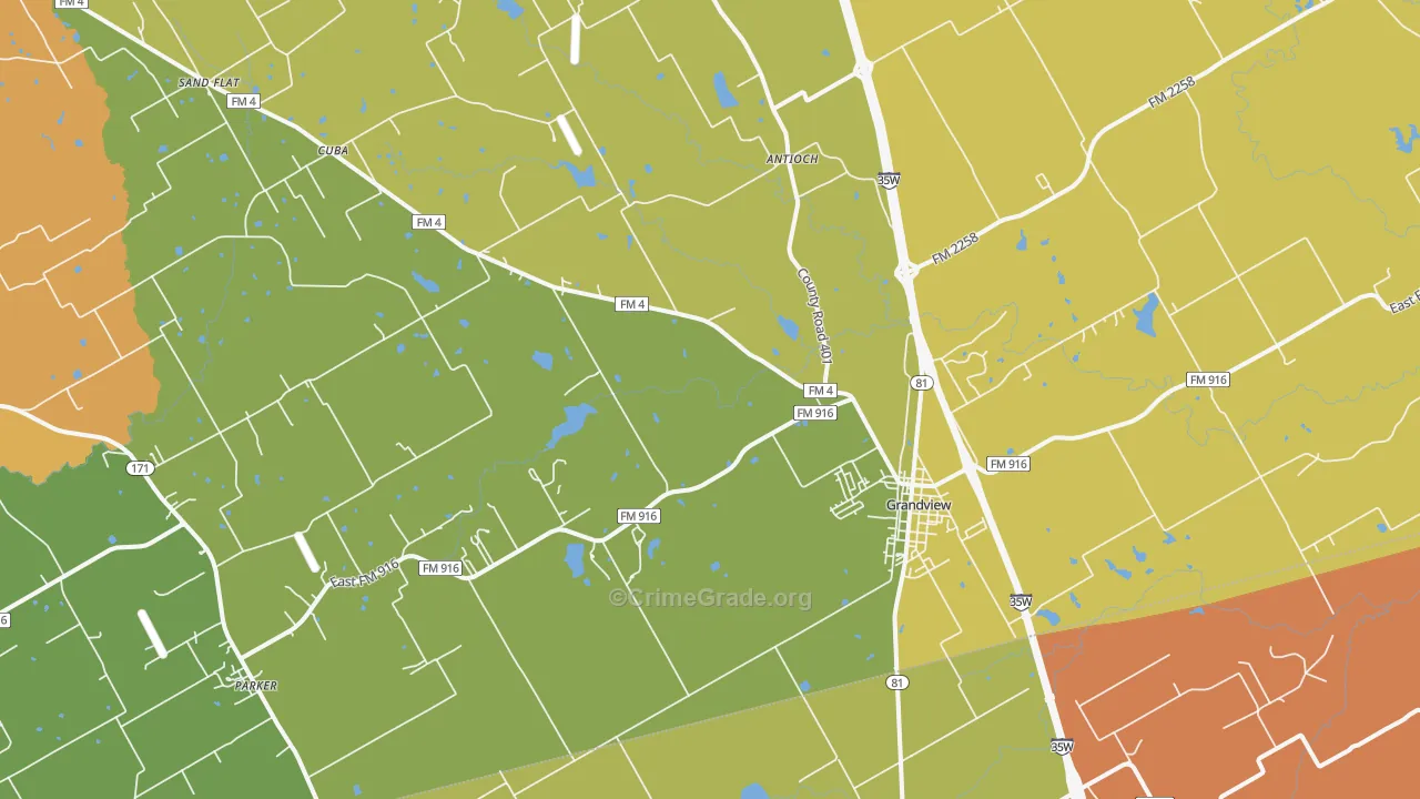 Grandview, TX Map of Drug-Related Crime Rates