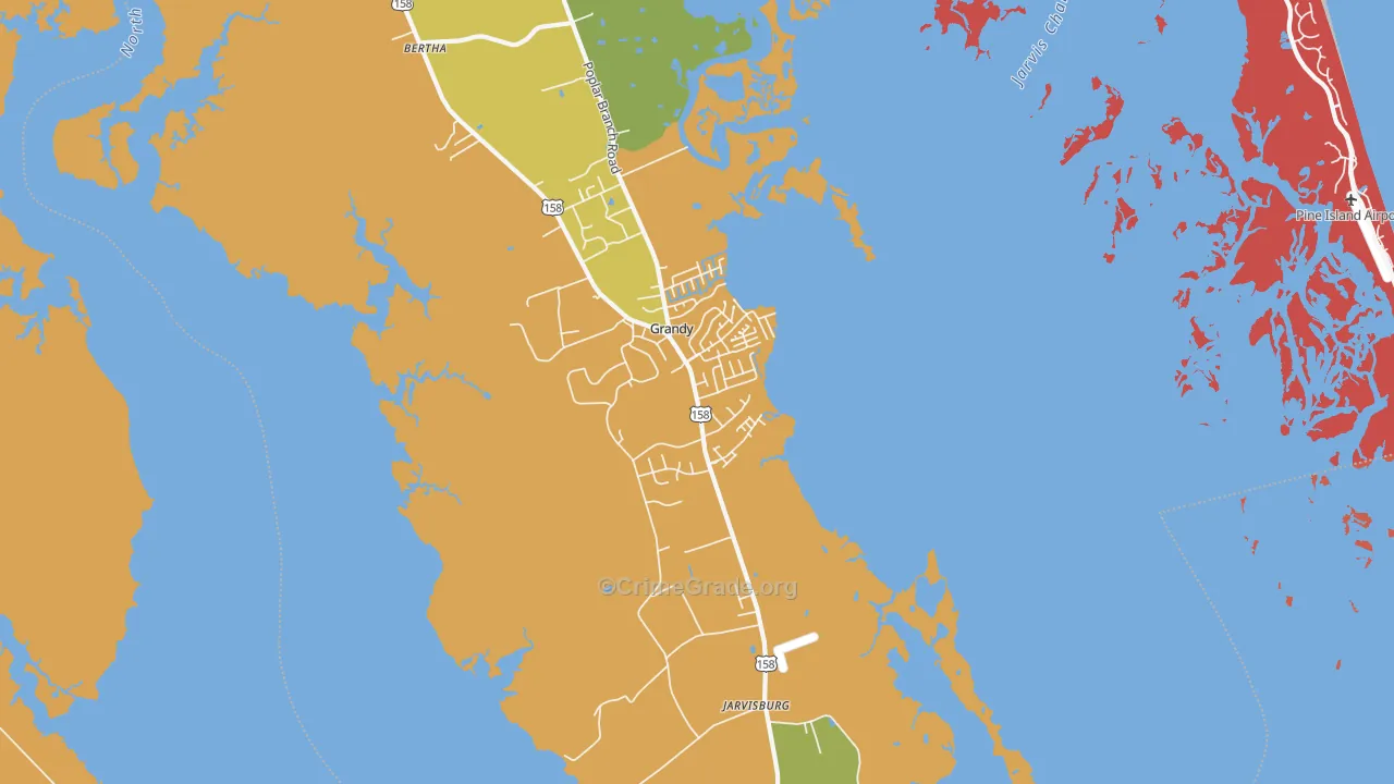 Grandy, NC Map of Drug-Related Crime Rates