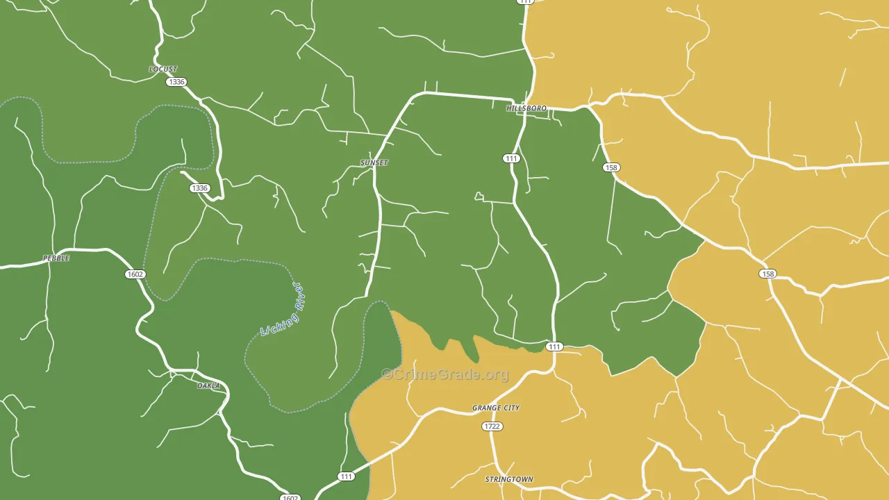 Grange City, KY Map of Drug-Related Crime Rates