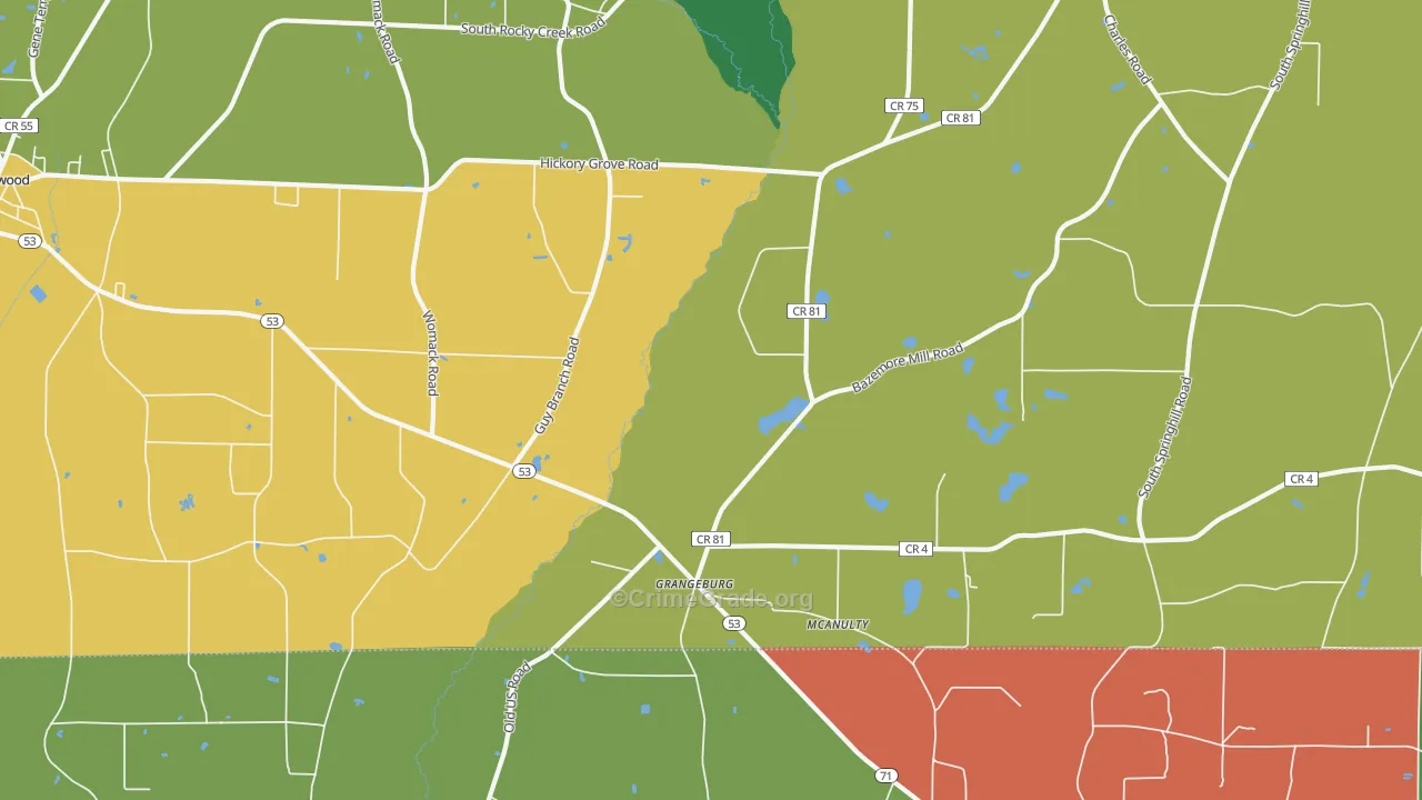 Grangeburg, AL Map of Drug-Related Crime Rates