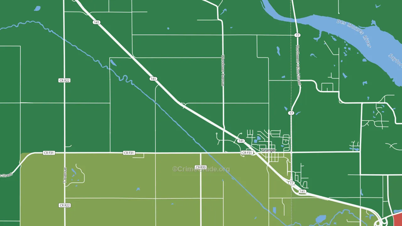 Granger Homesteads, IA Map of Drug-Related Crime Rates