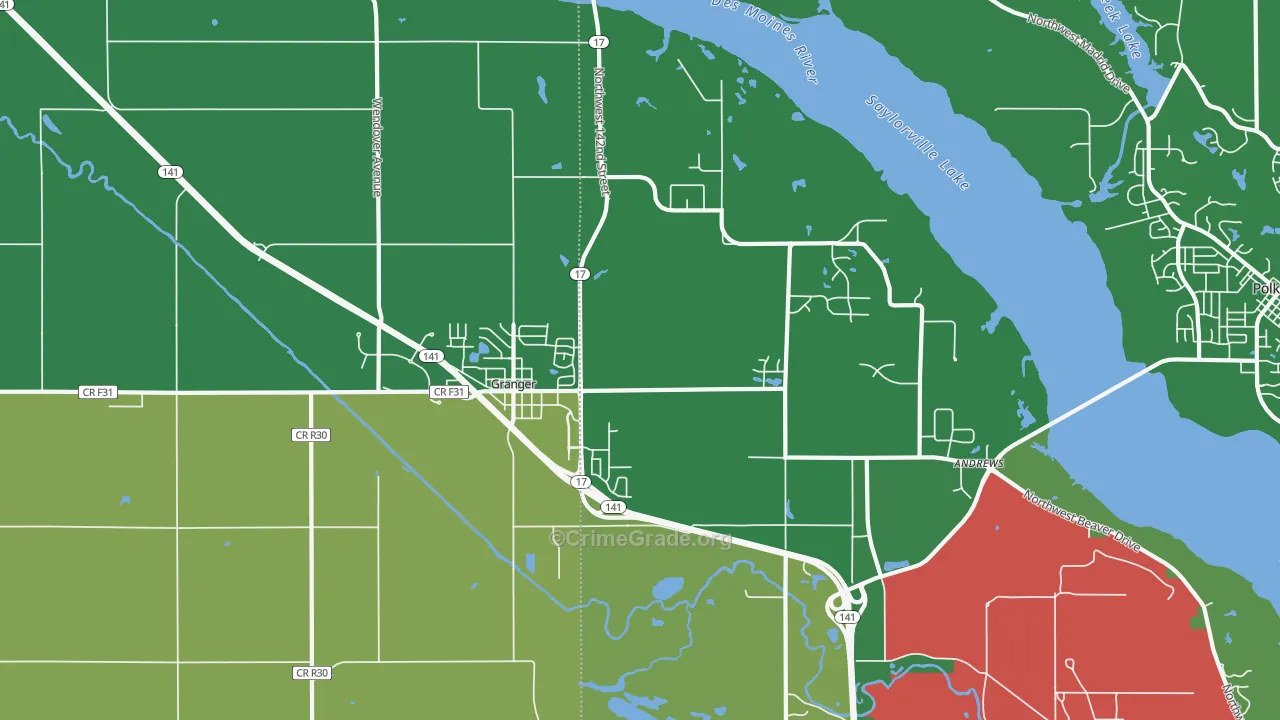 Granger, IA Map of Drug-Related Crime Rates