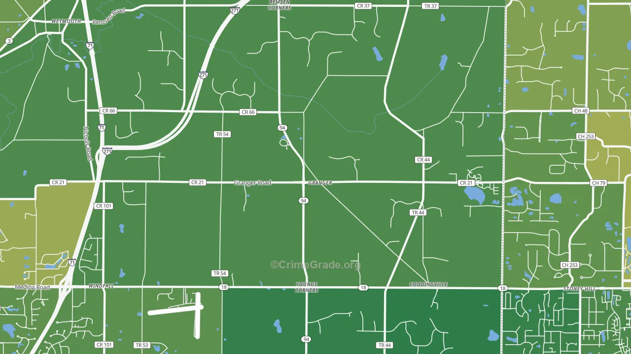 Granger, OH Map of Drug-Related Crime Rates