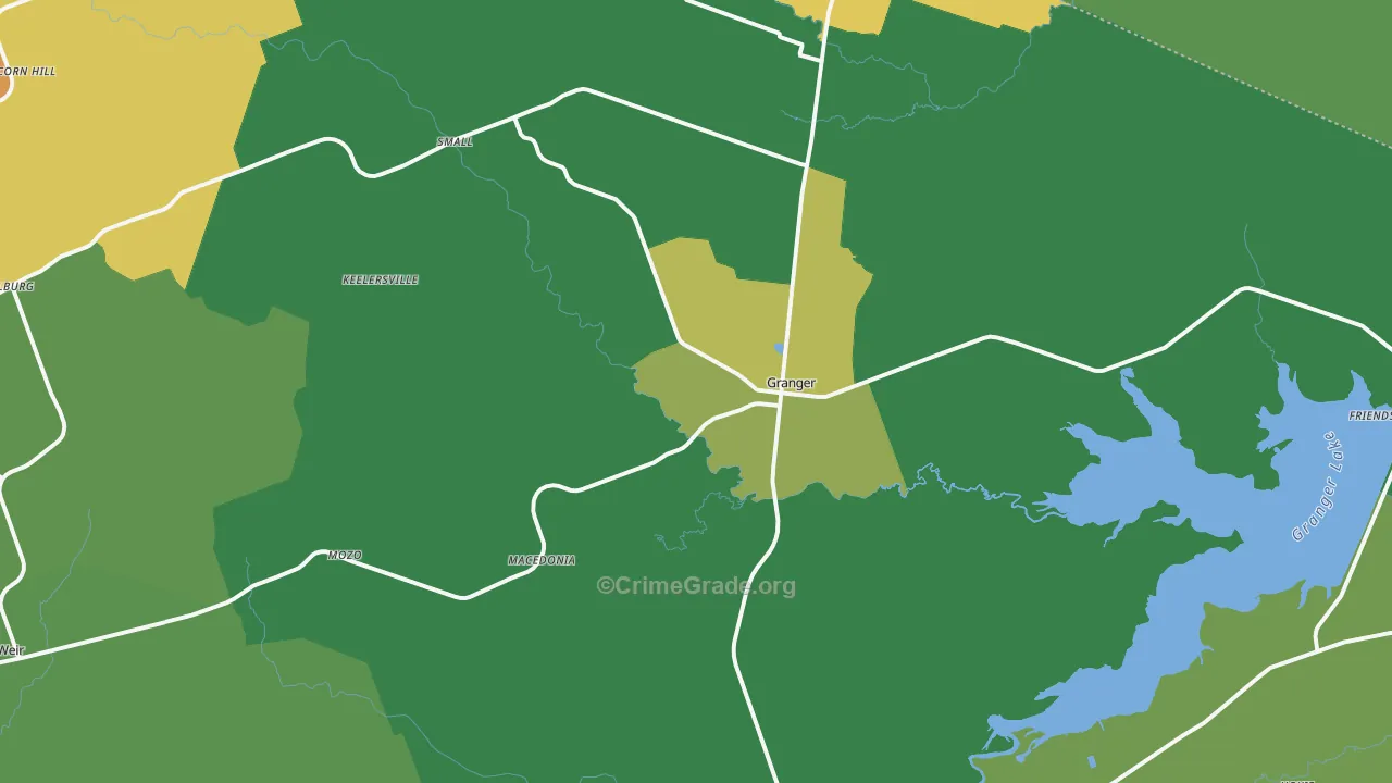 Granger, TX Map of Drug-Related Crime Rates