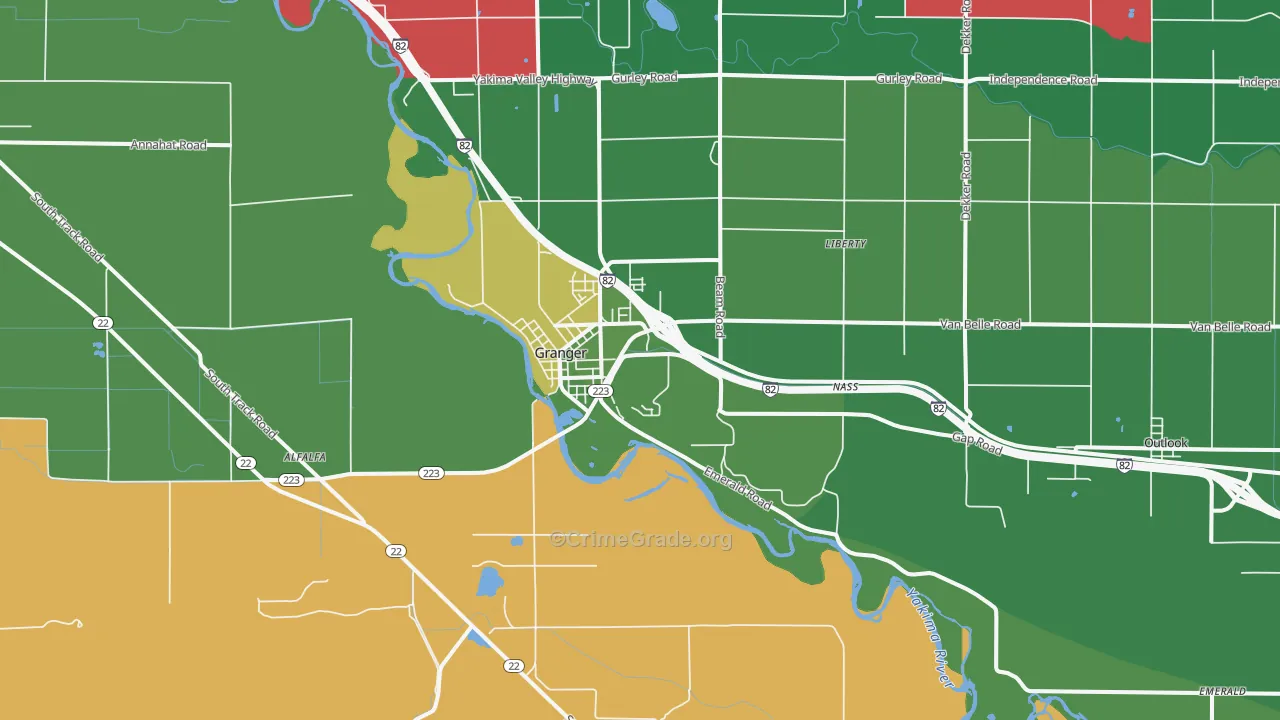 Granger, WA Map of Drug-Related Crime Rates