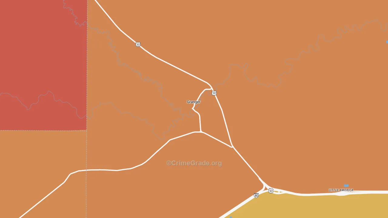Granger, WY Map of Drug-Related Crime Rates