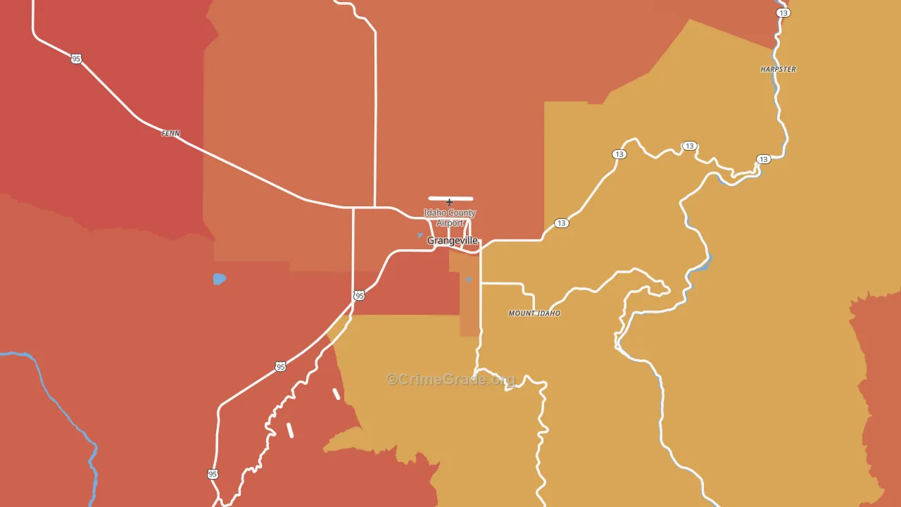 Grangeville, ID Map of Drug-Related Crime Rates
