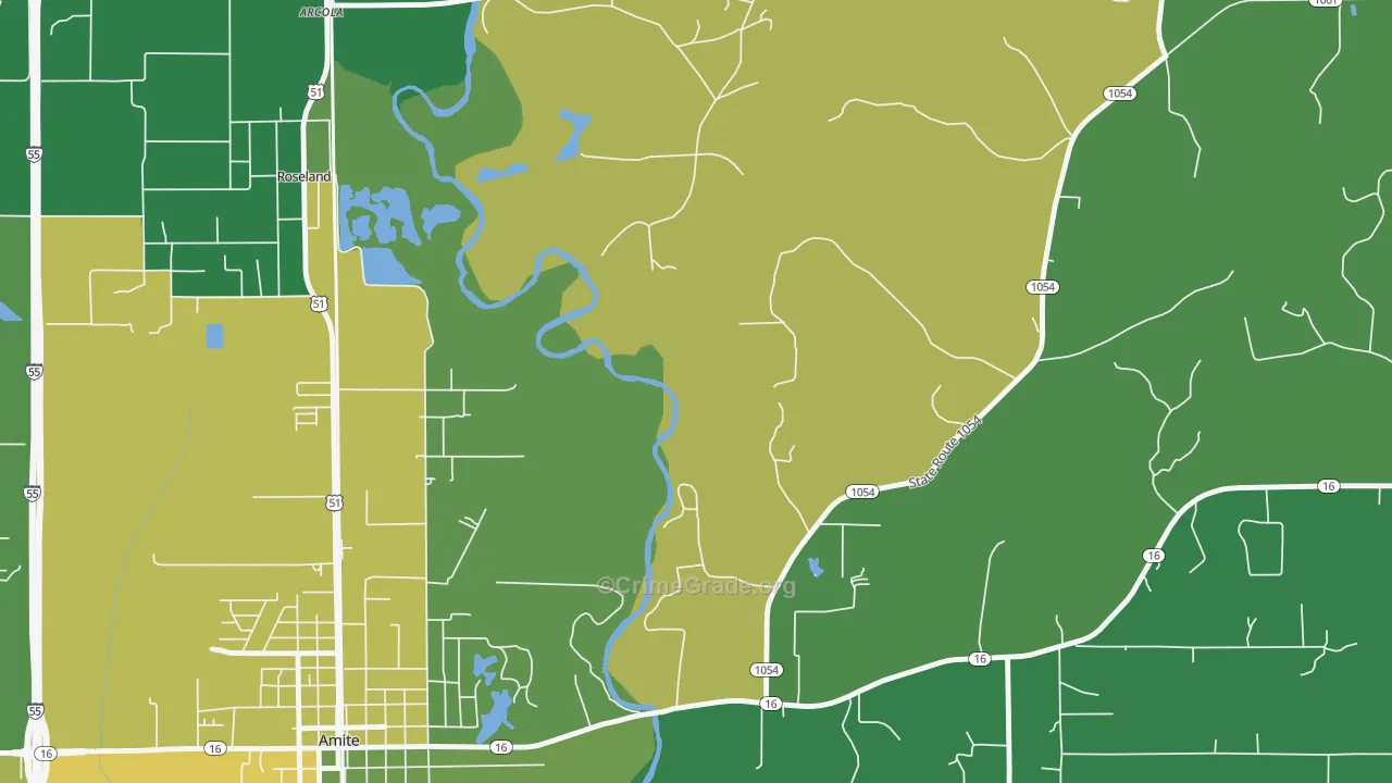 Grangeville, LA Map of Drug-Related Crime Rates