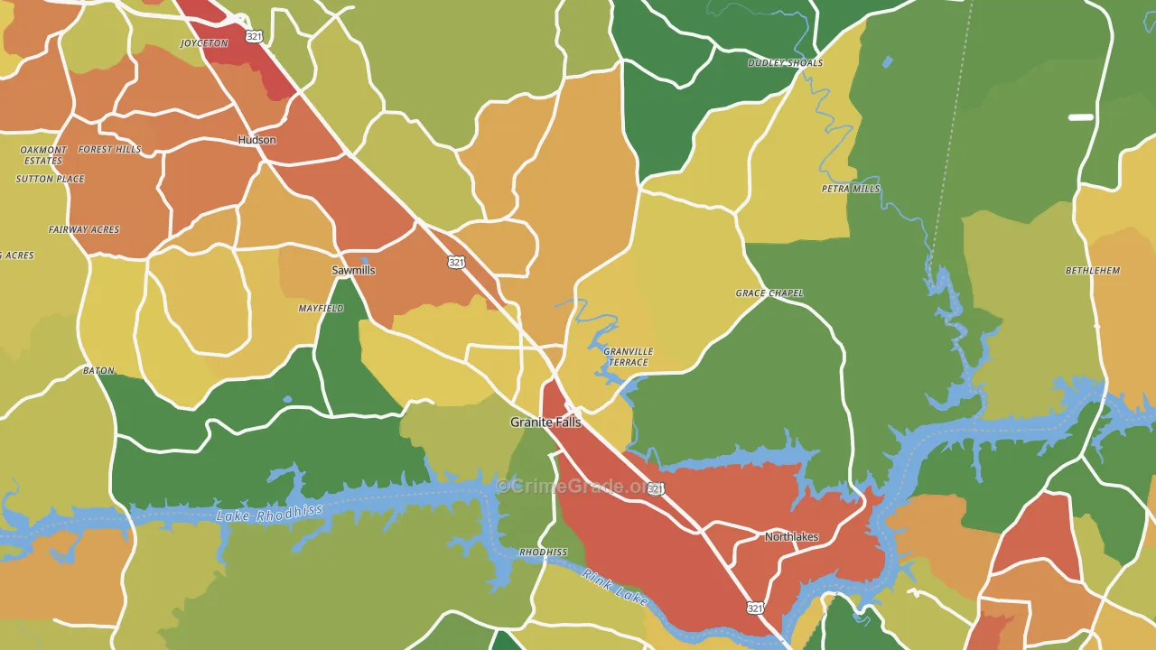 Granite Falls, NC Map of Drug-Related Crime Rates