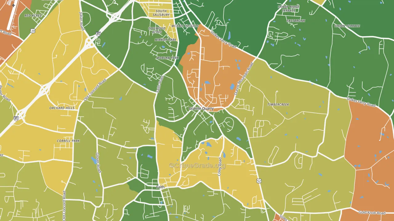 Granite Quarry, NC Map of Drug-Related Crime Rates