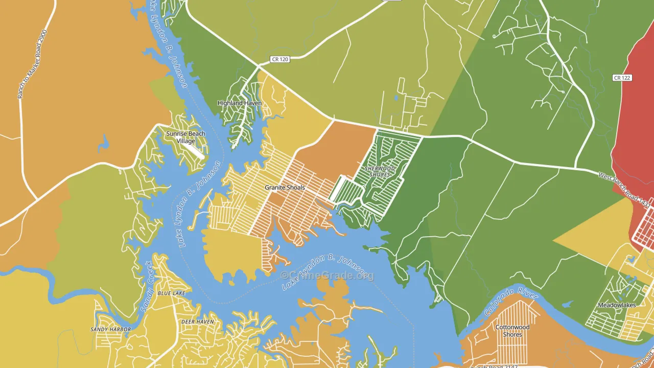 Granite Shoals, TX Map of Drug-Related Crime Rates