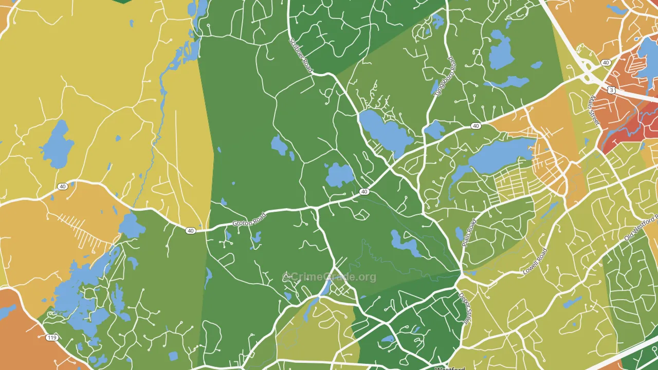 Graniteville, MA Map of Drug-Related Crime Rates