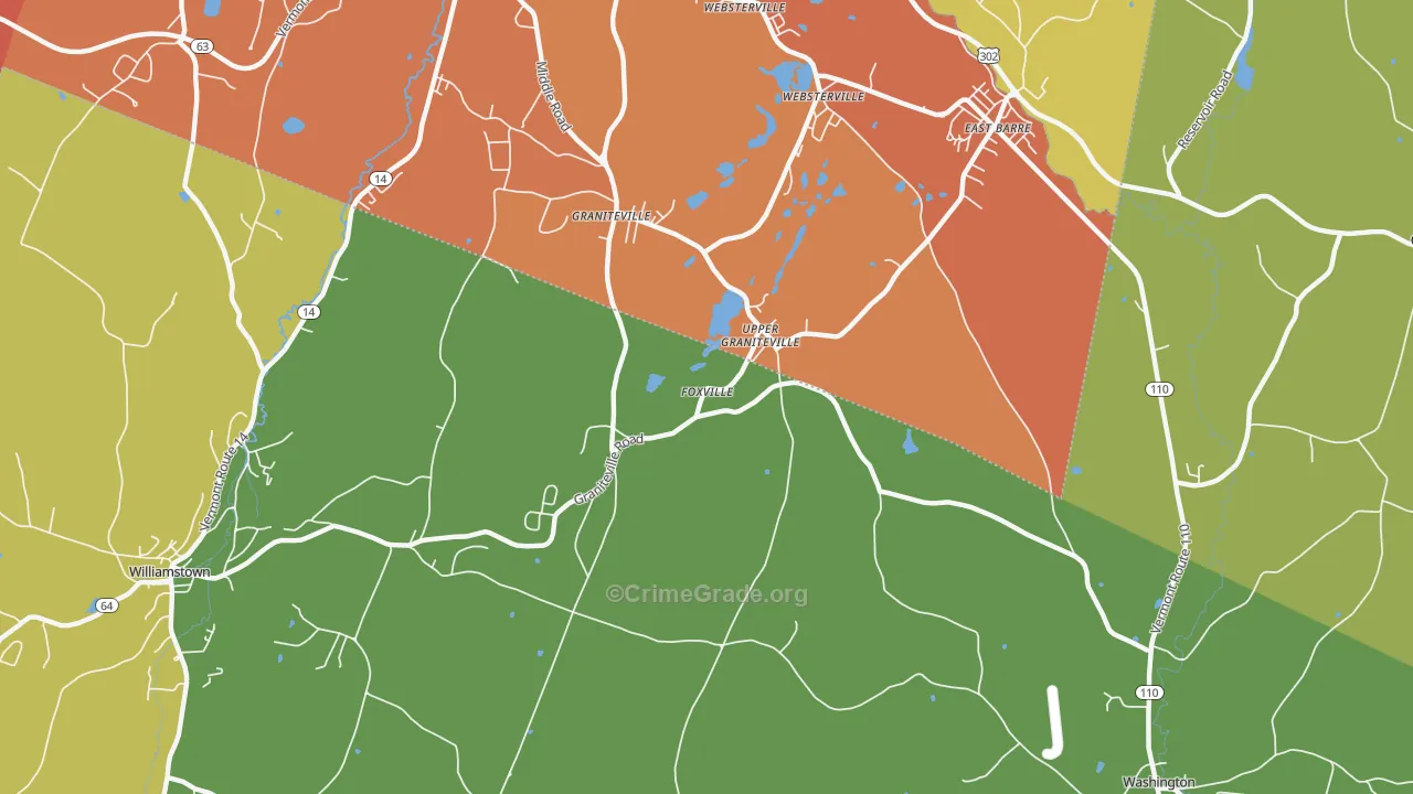 Graniteville, VT Map of Drug-Related Crime Rates