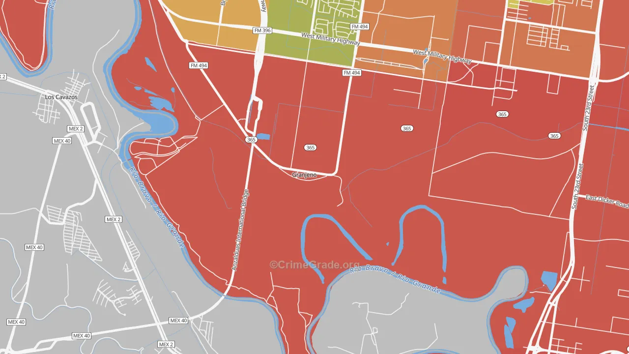 Granjeno, TX Map of Drug-Related Crime Rates