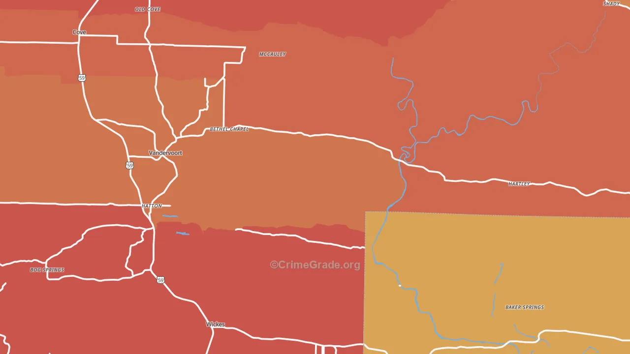 Grannis, AR Map of Drug-Related Crime Rates