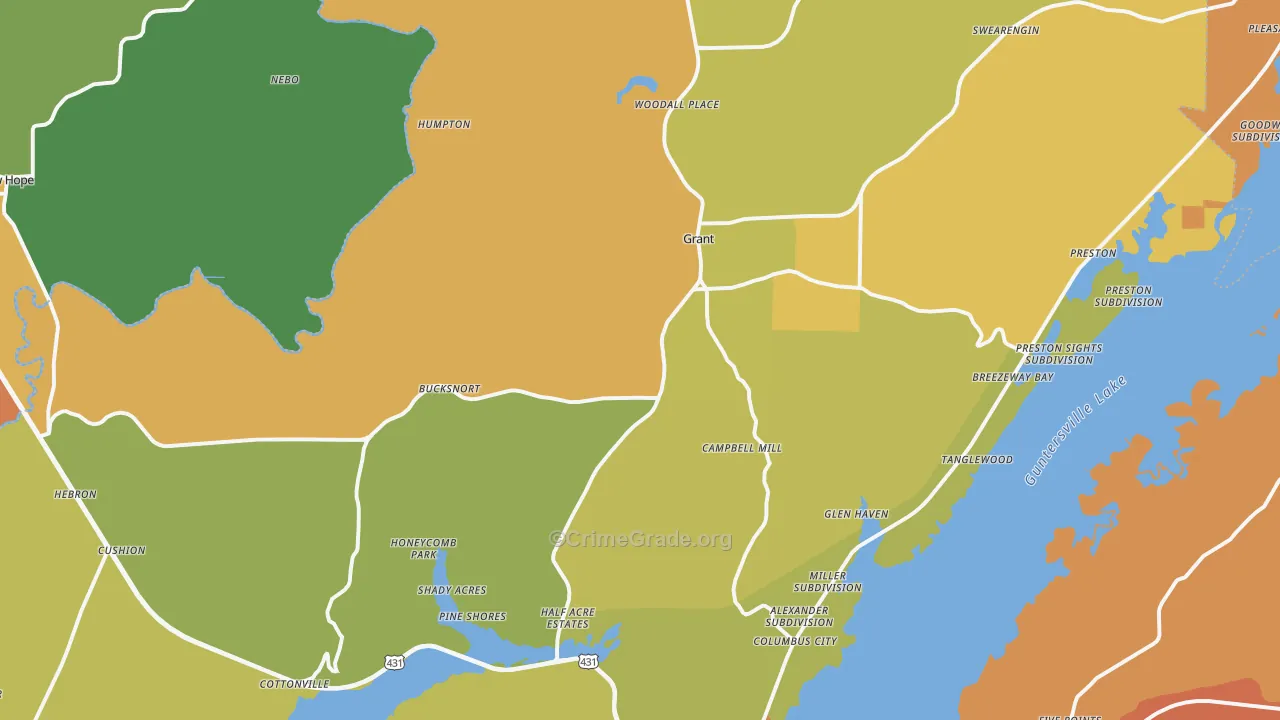 Grant, AL Map of Drug-Related Crime Rates