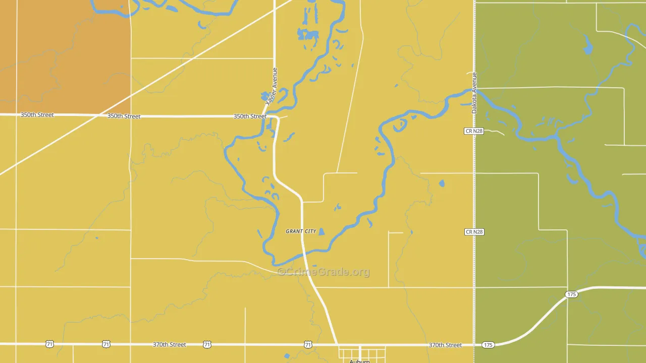 Grant City, IA Map of Drug-Related Crime Rates