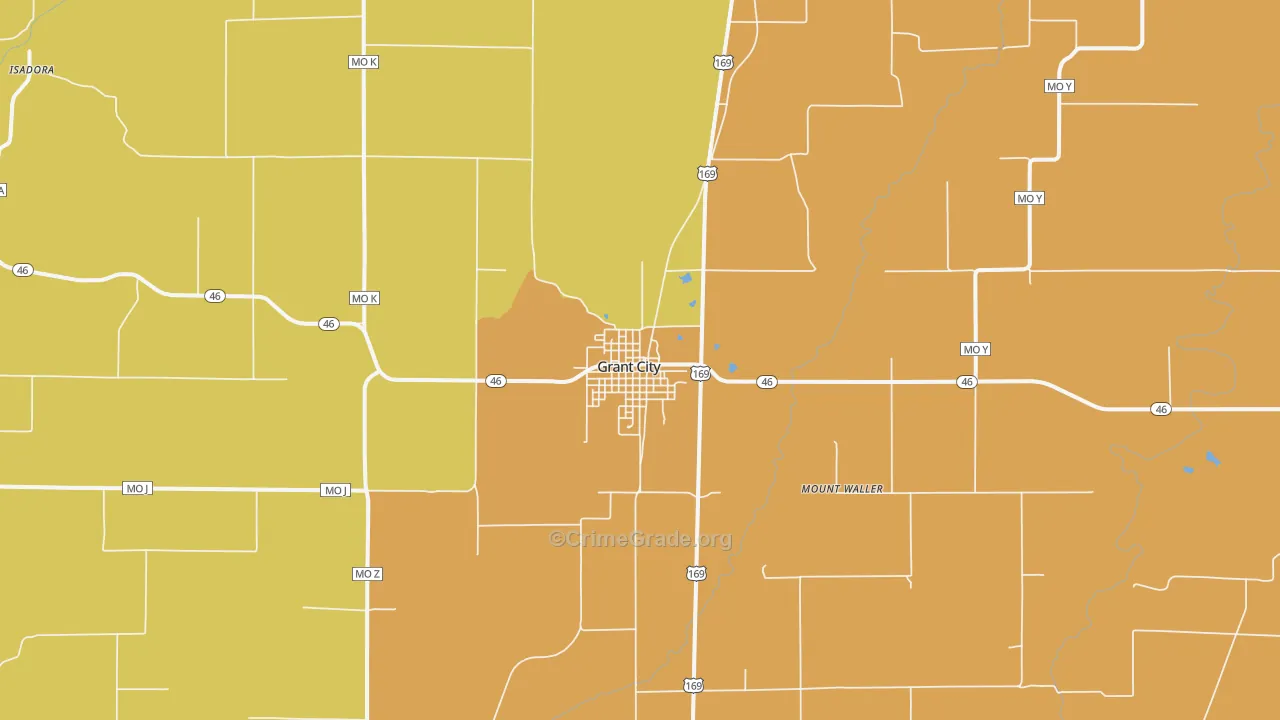 Grant City, MO Map of Drug-Related Crime Rates