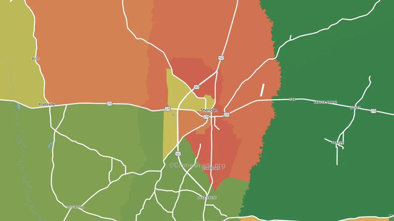 Grant County, AR Map of Drug-Related Crime Rates