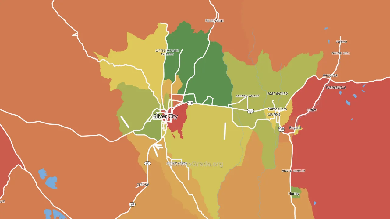 Grant County, NM Map of Drug-Related Crime Rates