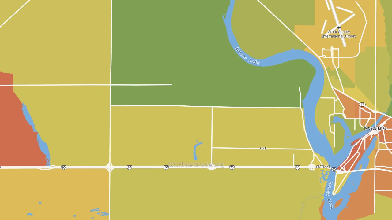 Grant County, WA Map of Drug-Related Crime Rates