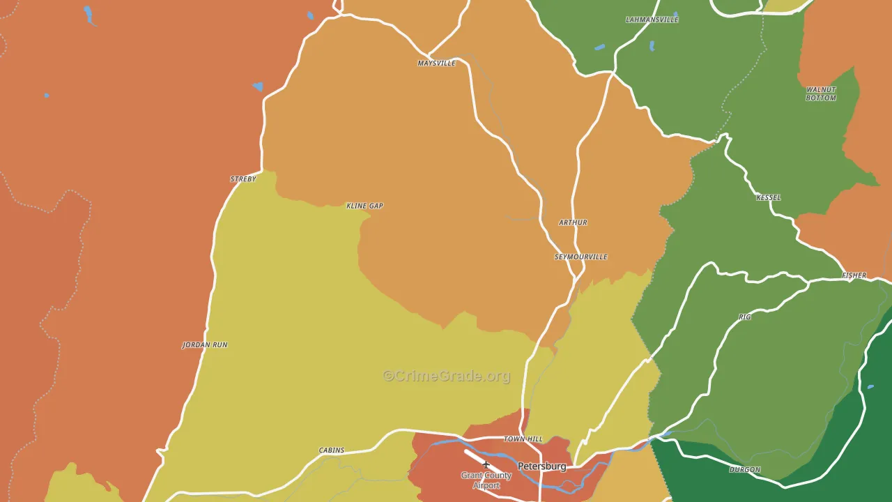 Grant County, WV Map of Drug-Related Crime Rates