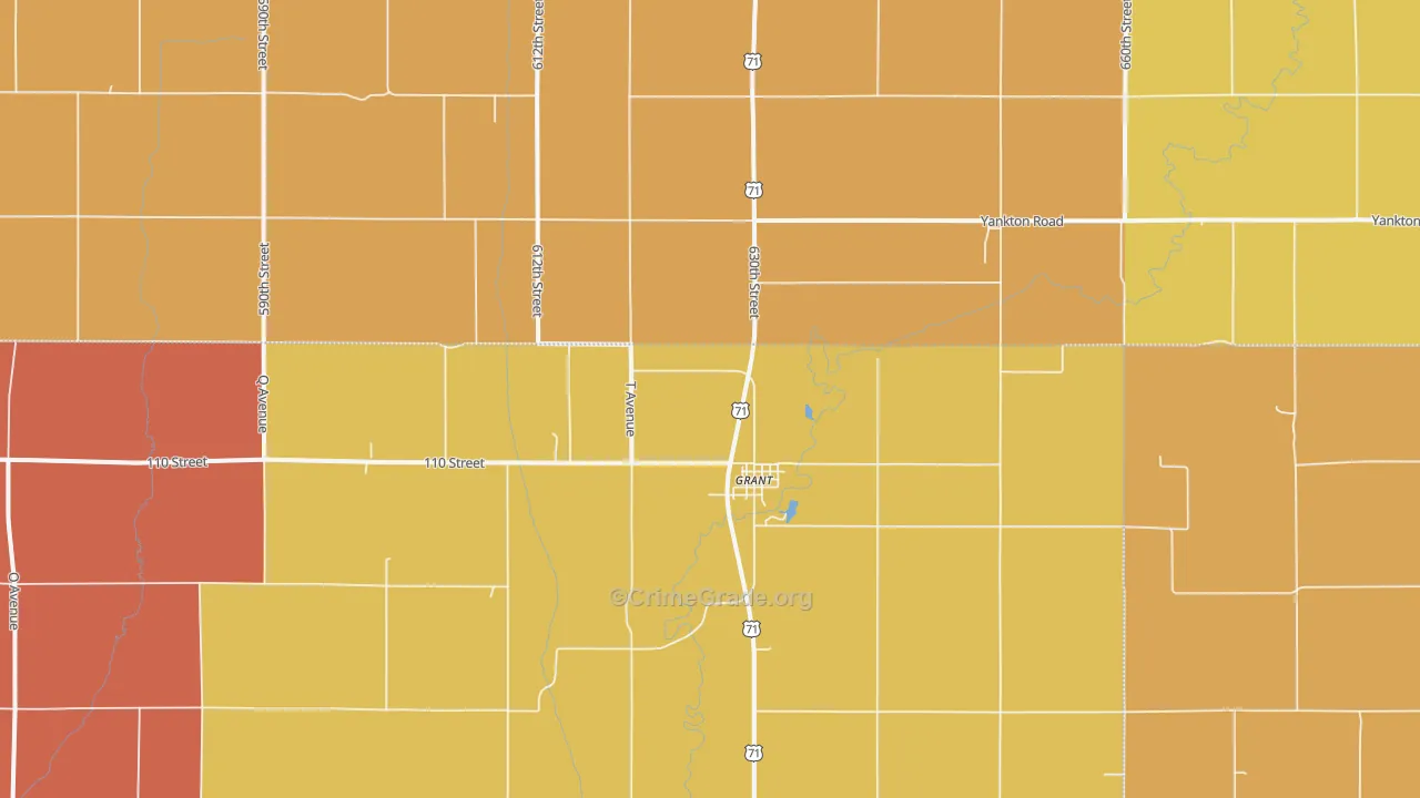 Grant, IA Map of Drug-Related Crime Rates