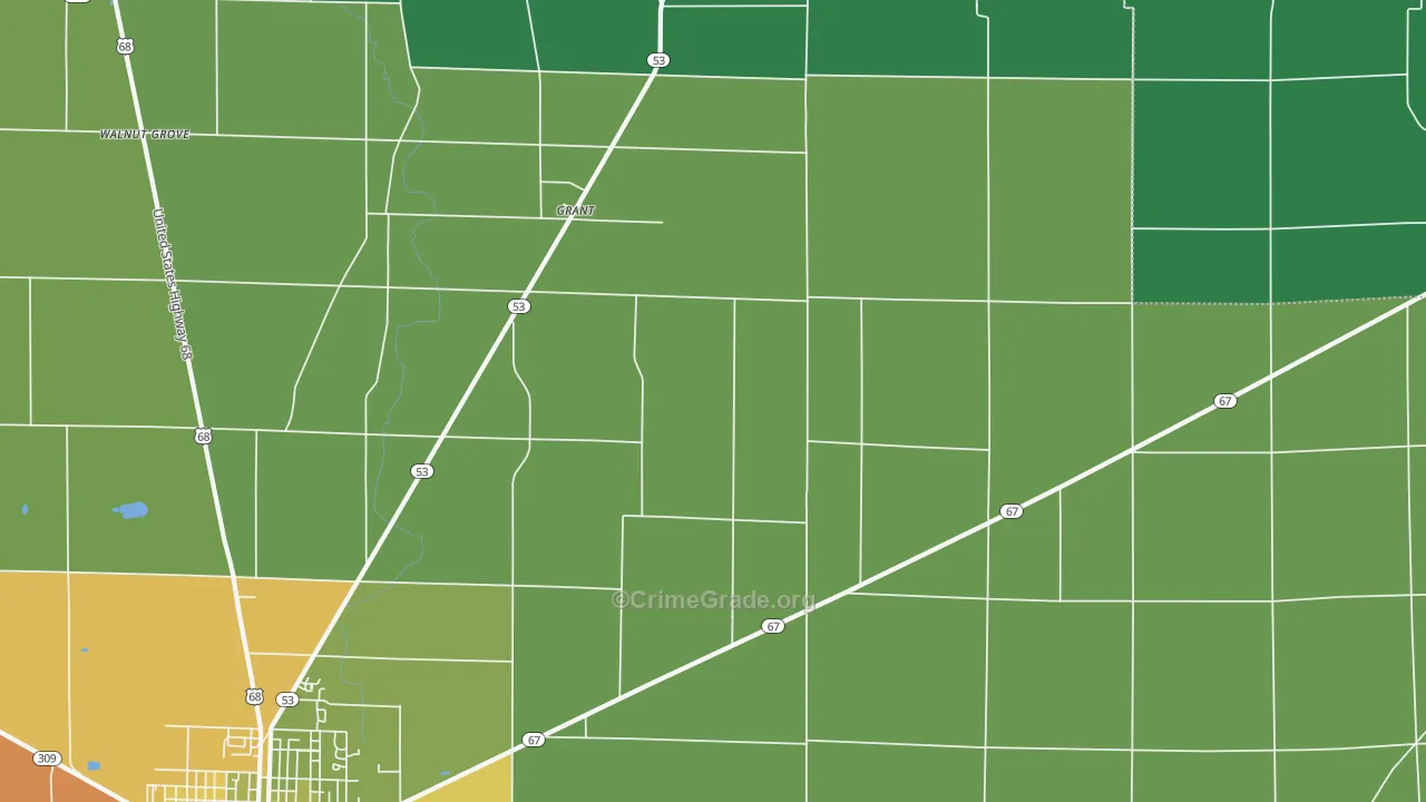 Grant, OH Map of Drug-Related Crime Rates