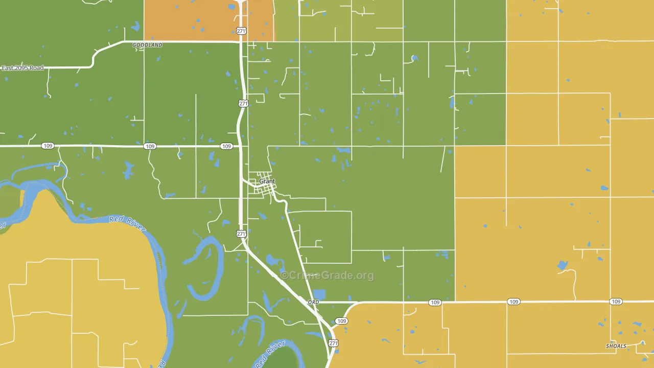 Grant, OK Map of Drug-Related Crime Rates