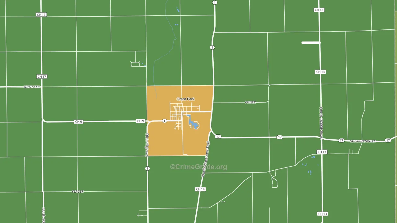 Grant Park, IL Map of Drug-Related Crime Rates