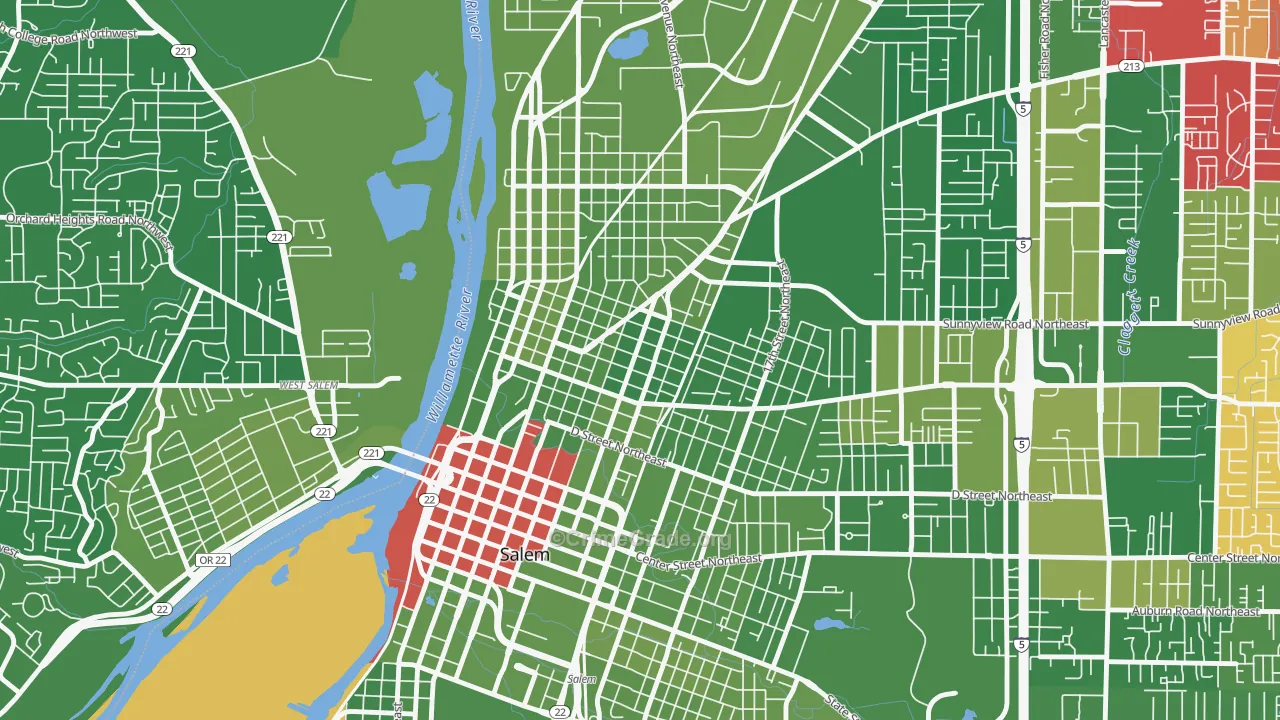 Grant, Salem, OR Map of Drug-Related Crime Rates