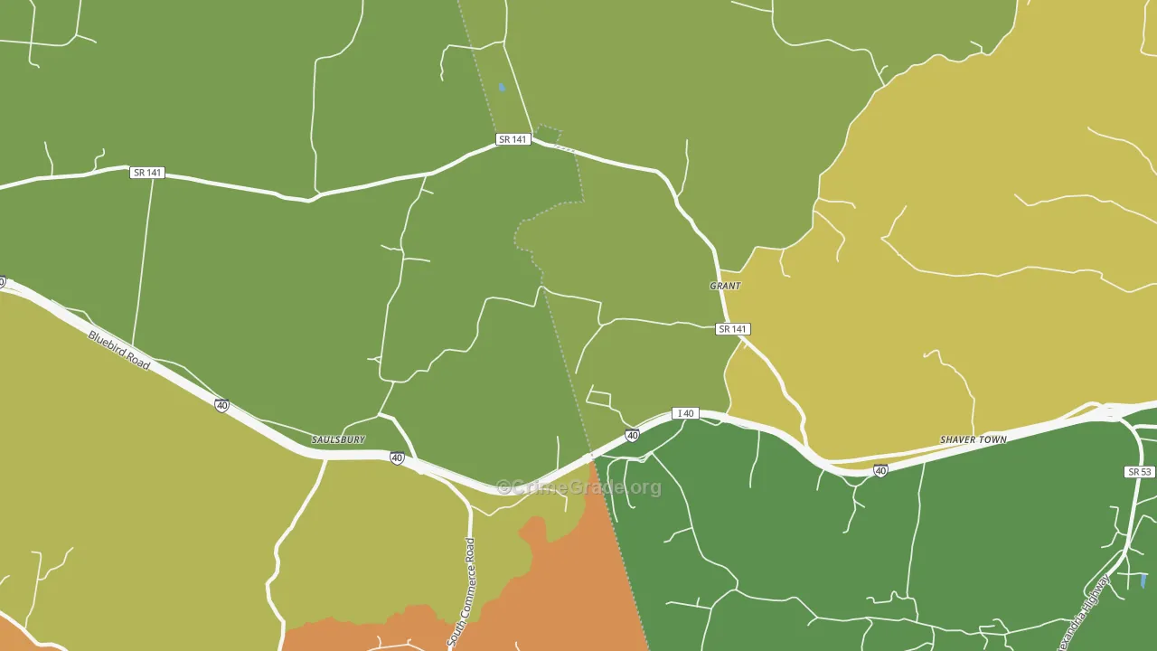 Grant, TN Map of Drug-Related Crime Rates