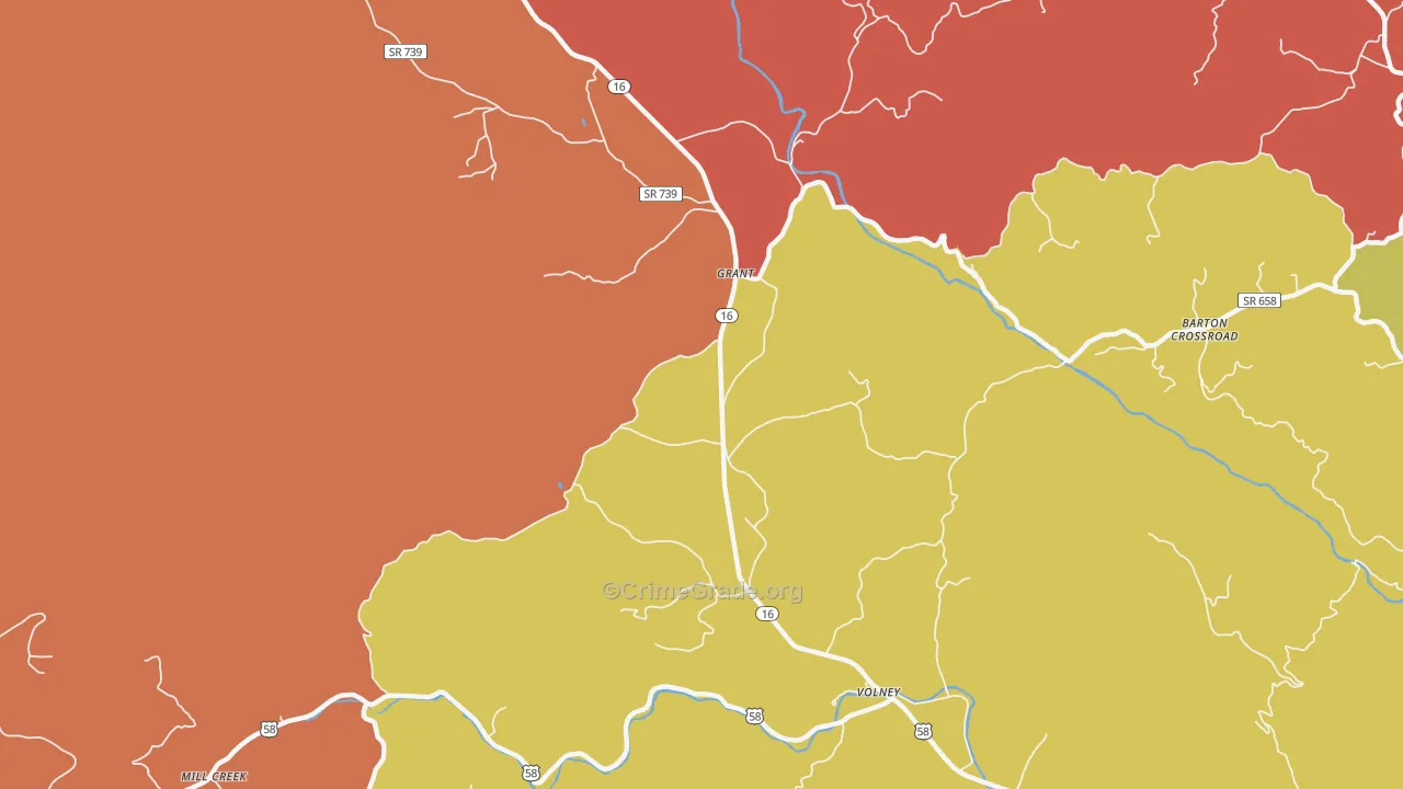 Grant, VA Map of Drug-Related Crime Rates