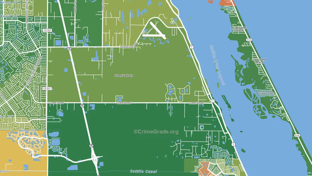 Grant-Valkaria, FL Map of Drug-Related Crime Rates