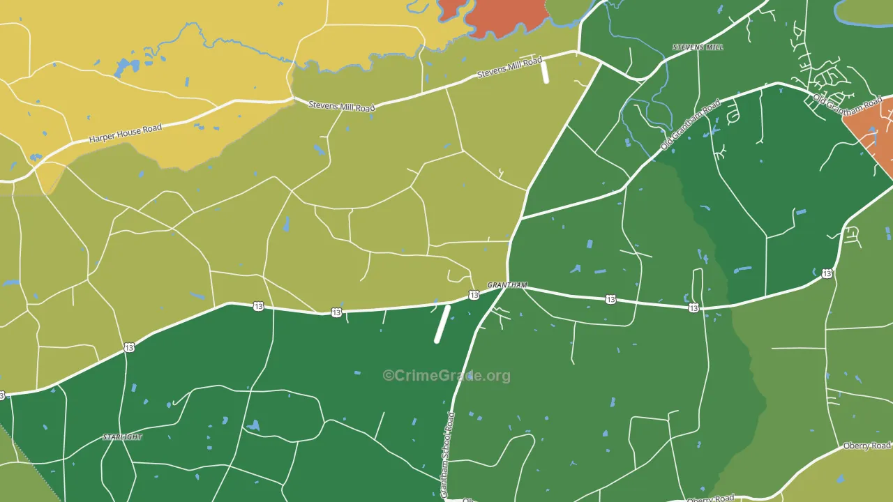 Grantham, NC Map of Drug-Related Crime Rates