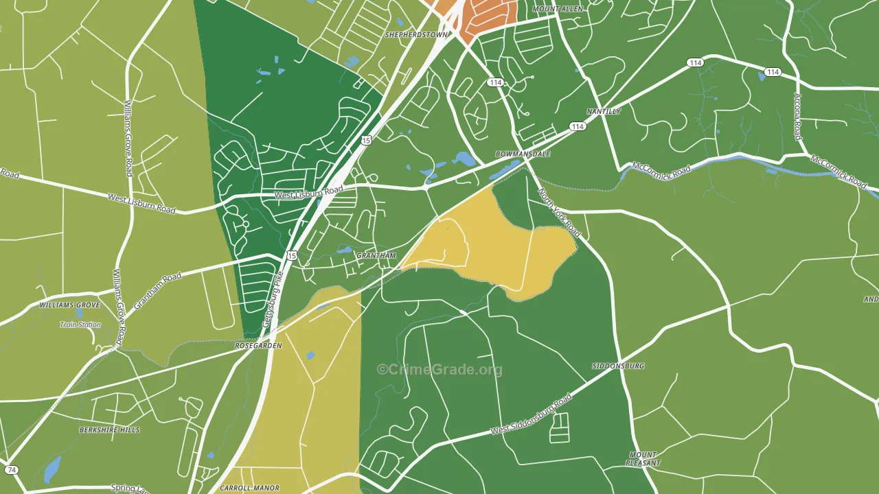 Grantham, PA Map of Drug-Related Crime Rates