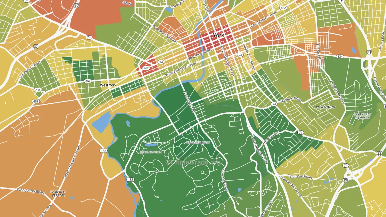 Grantley, York, PA Map of Drug-Related Crime Rates