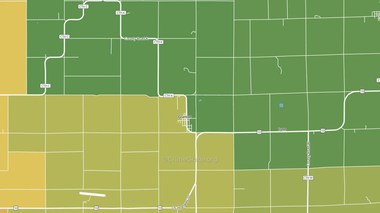 Granton, WI Map of Drug-Related Crime Rates