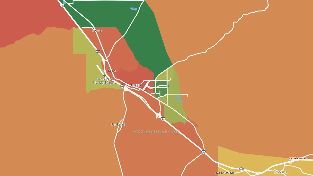 Grants, NM Map of Drug-Related Crime Rates