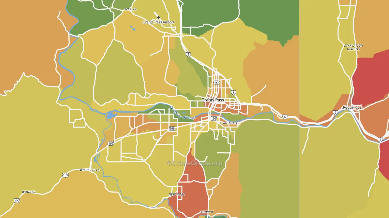 Grants Pass, OR Map of Drug-Related Crime Rates