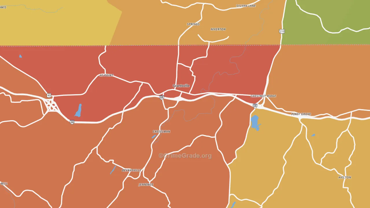 Grantsville, MD Map of Drug-Related Crime Rates