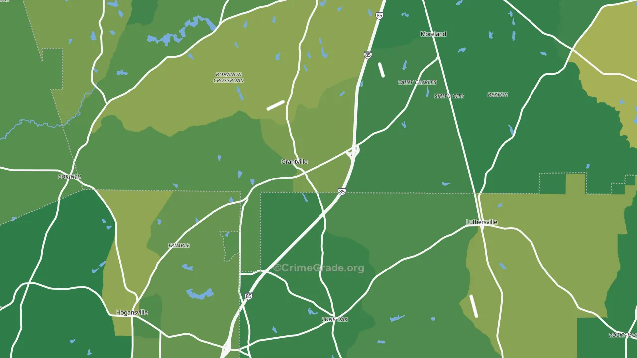 Grantville, GA Map of Drug-Related Crime Rates